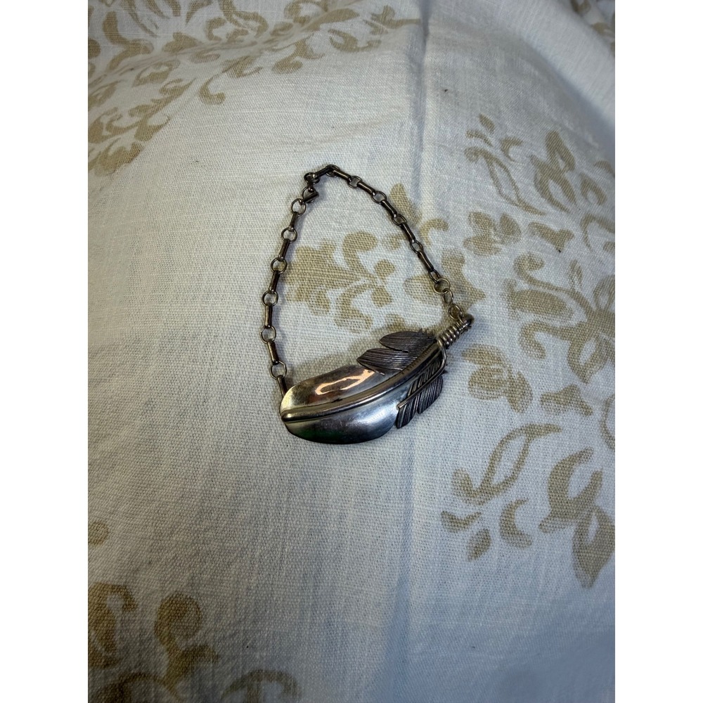Vintage NM Sterling Silver Feather Plume Link Bracelet Southwestern Artisan